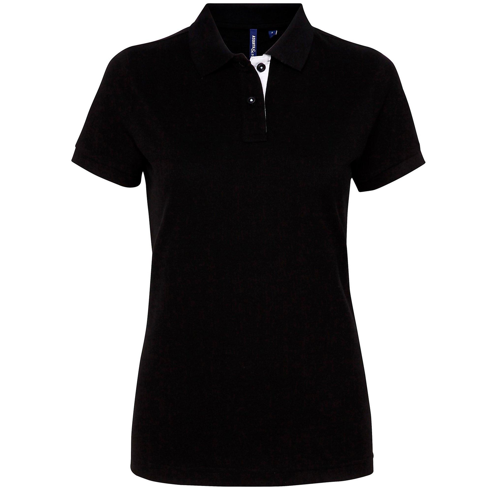 Image of Kurze Hülsen-kontrast-polo-hemd Damen Schwarz XS