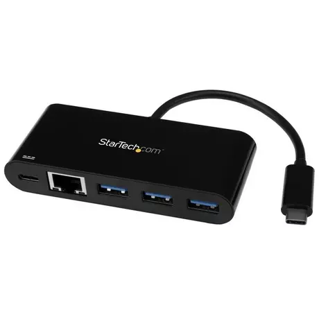 STARTECH.COM Hub USB 3.0 3 Ports avec Gigabit Ethernet et Alimentation  Passthrough 60W - USB-C vers 3 x USB-A (USB 3.0 SuperSpeed 5Gbps) - Hub  Adaptateur USB 3.2 Gen 1 Type-C
