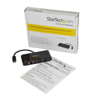 STARTECH.COM  Hub USB 3.0 3 Ports avec Gigabit Ethernet et Alimentation Passthrough 60W - USB-C vers 3 x USB-A (USB 3.0 SuperSpeed 5Gbps) - Hub Adaptateur USB 3.2 Gen 1 Type-C 