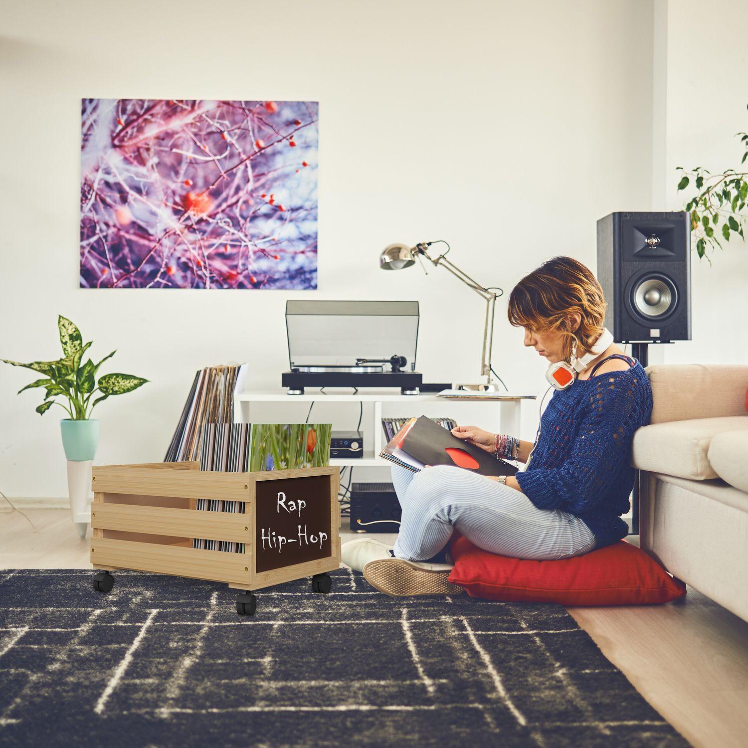 Northix Schallplattenbox aus Bambus  