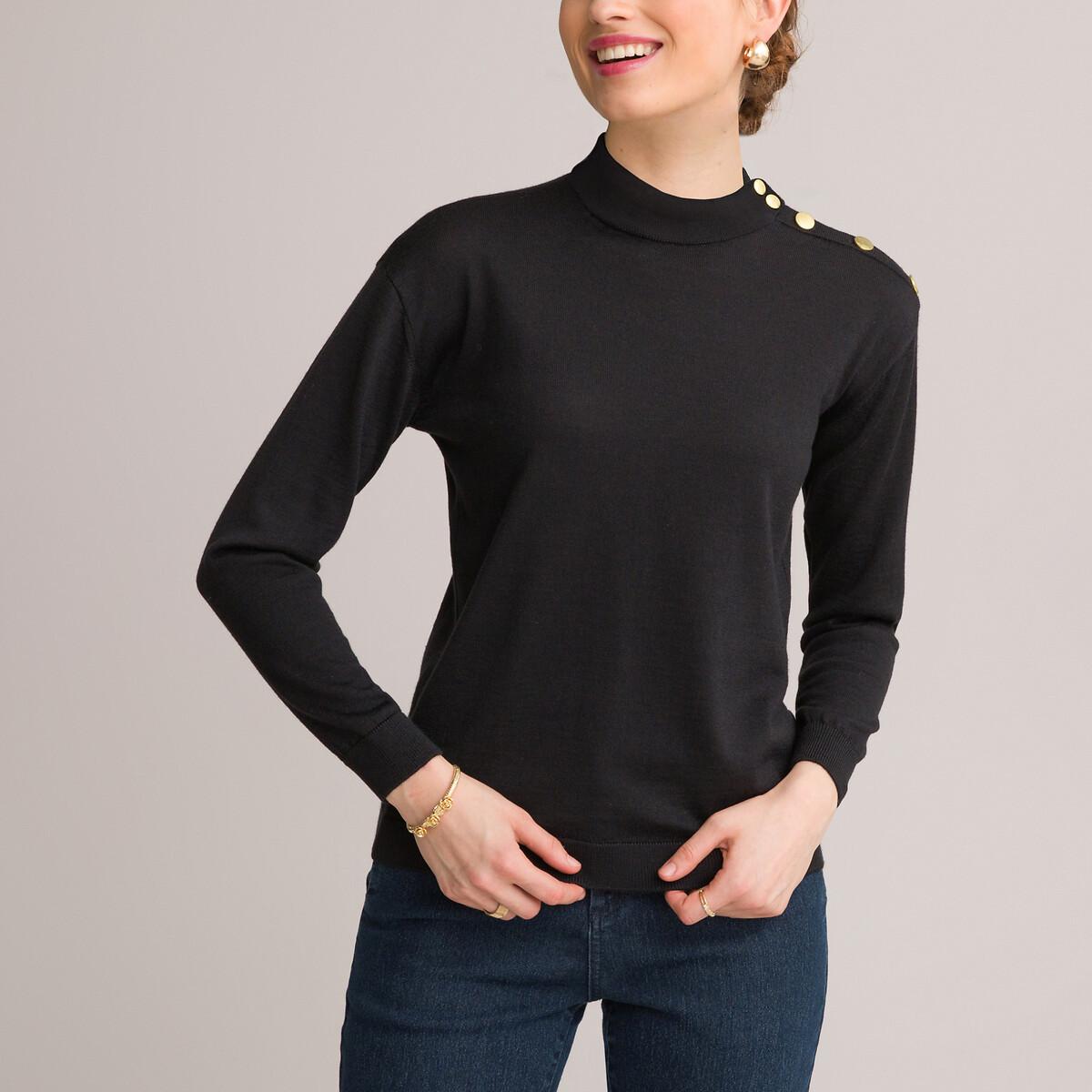 Image of Feinstrickpullover Mit Stehkragen Damen Schwarz 46