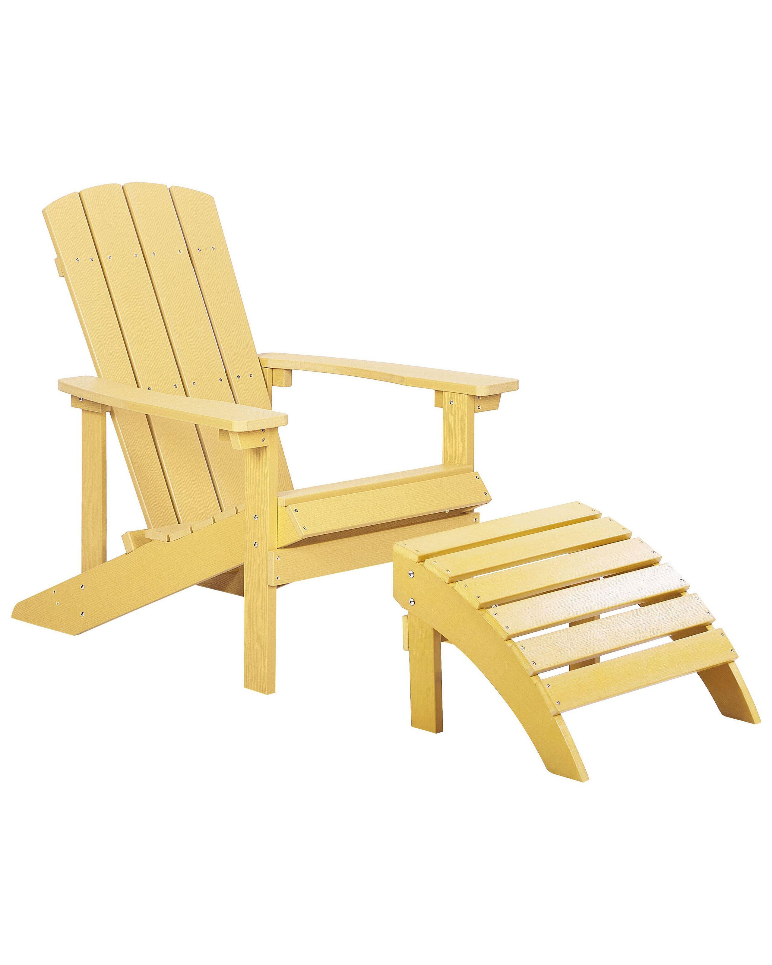 Beliani Chaise avec repose-pied en Bois synthétique Rétro ADIRONDACK  