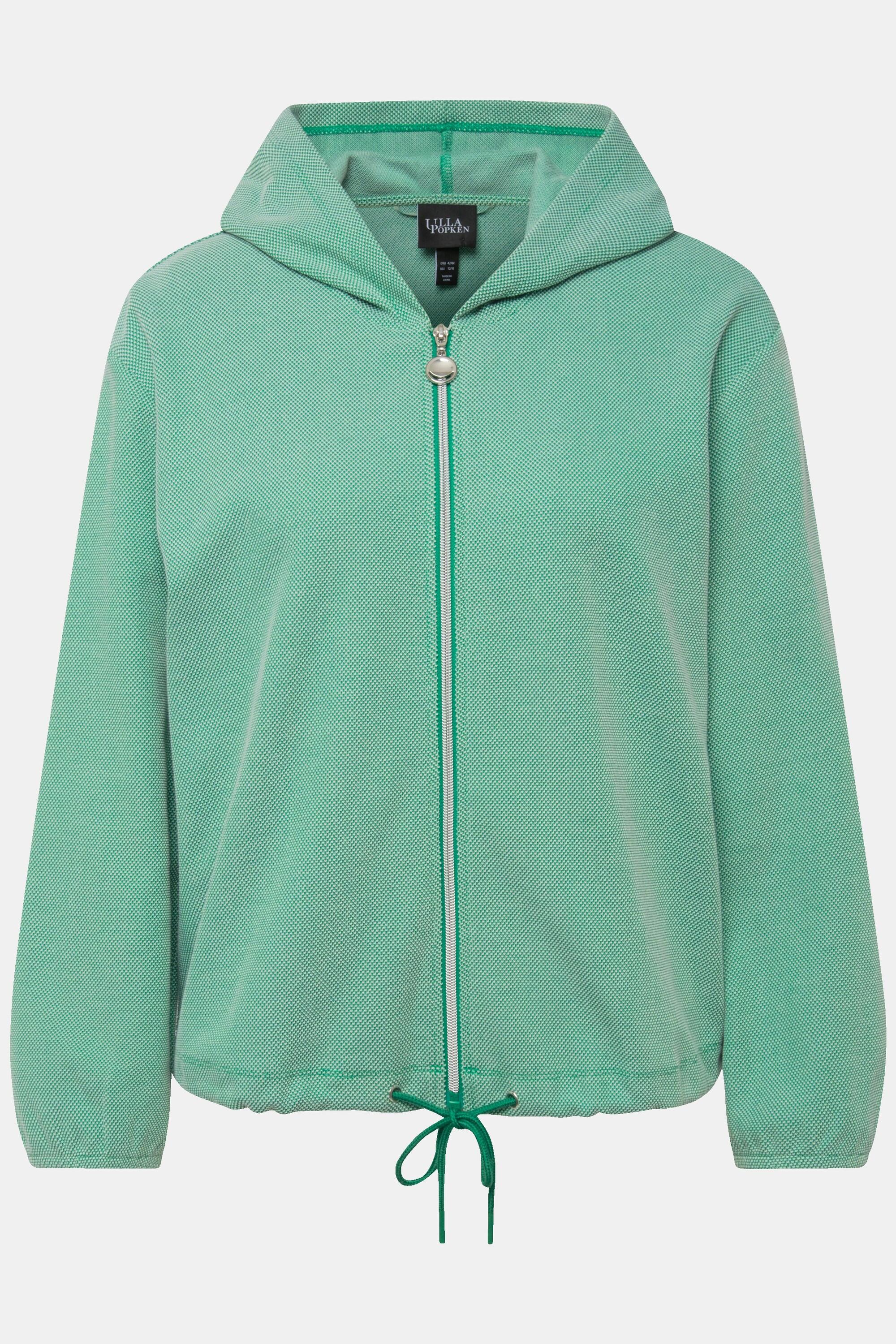 Ulla Popken  Hoodie-Jacke, Sweat, Struktur, Tunnelzug, Kapuze 