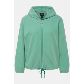 Ulla Popken  Hoodie-Jacke, Sweat, Struktur, Tunnelzug, Kapuze 