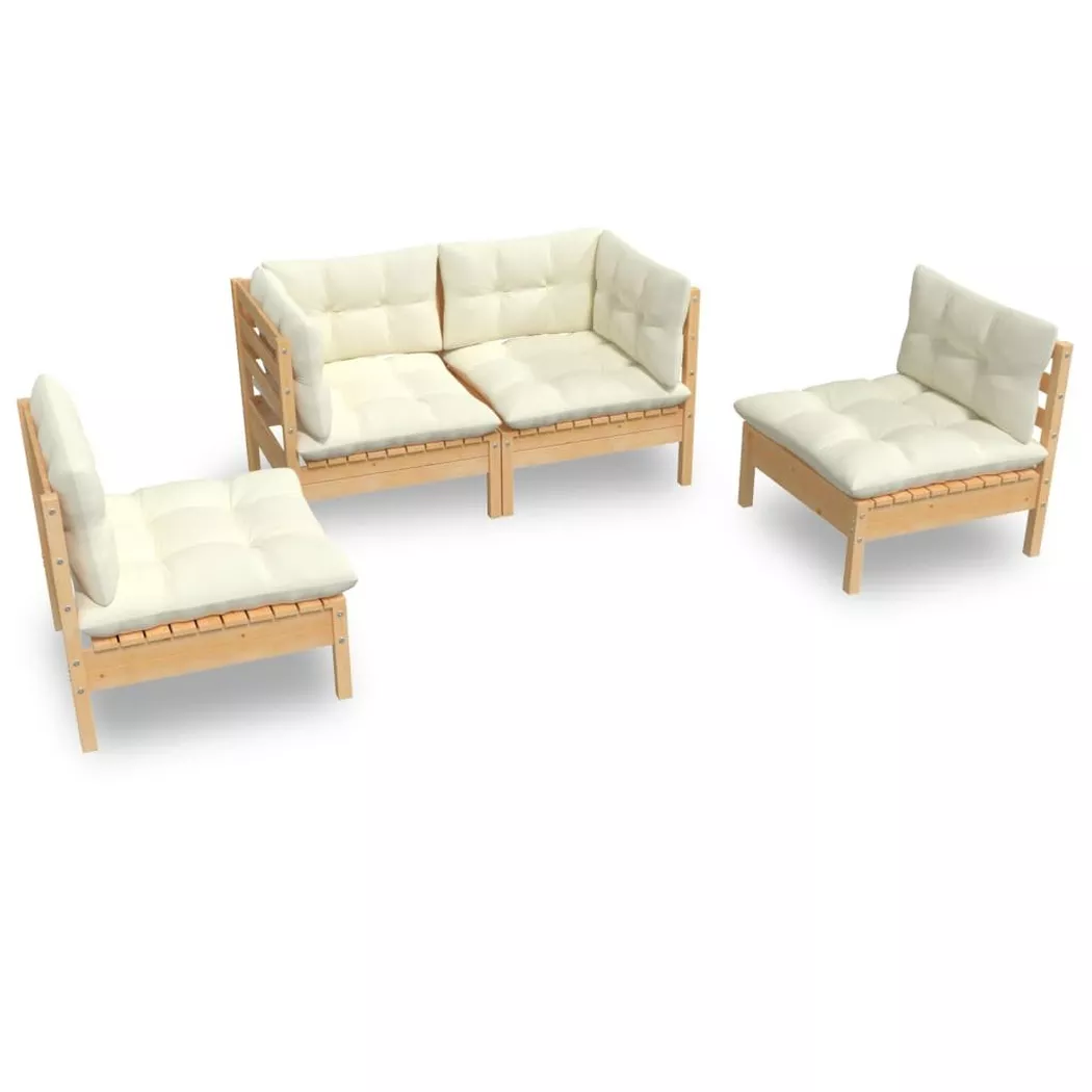 VidaXL - Salon de jardin bois, One Size, Light Beige