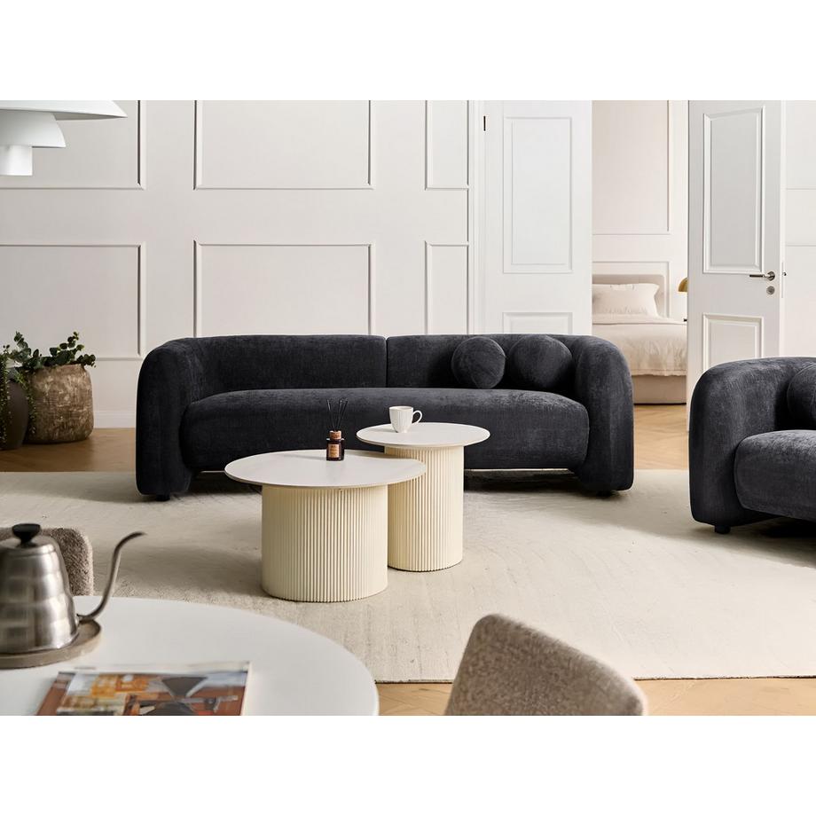 Beliani 3 Sitzer Sofa aus Chenillegewebe  LEIREN  