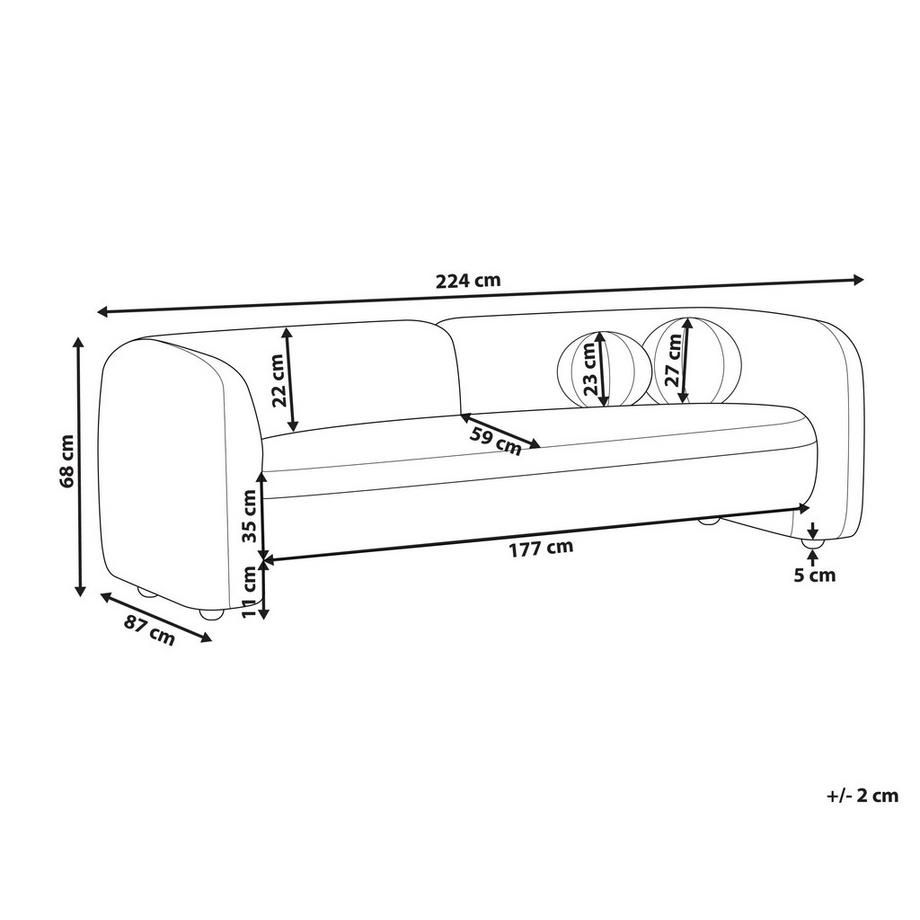Beliani 3 Sitzer Sofa aus Chenillegewebe  LEIREN  