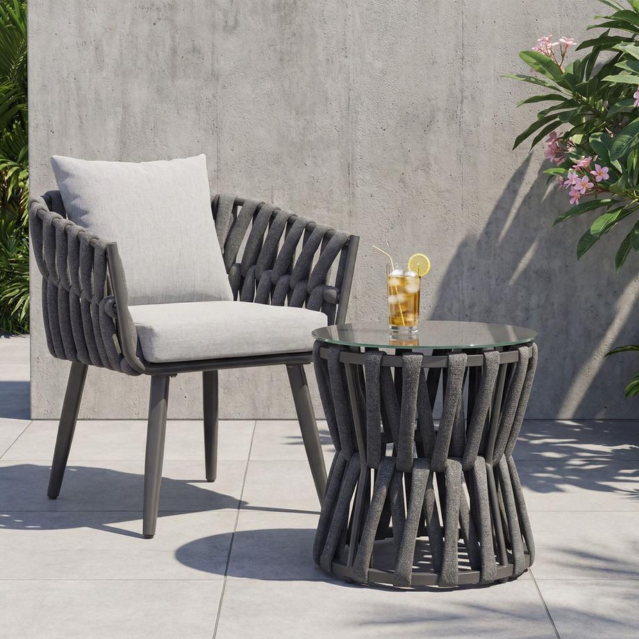 Tectake Ensemble de salon de jardin en aluminium Lugano au design cordé par pièce  