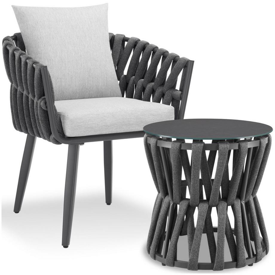 Ensemble de salon de jardin en aluminium Lugano au design cordé par pièce