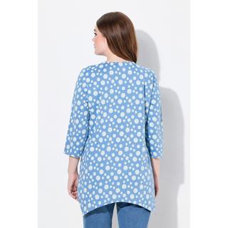 Ulla Popken  Shirt, Zipfelsaum, V-Ausschnitt, 3/4-Arm, Biobaumwolle 