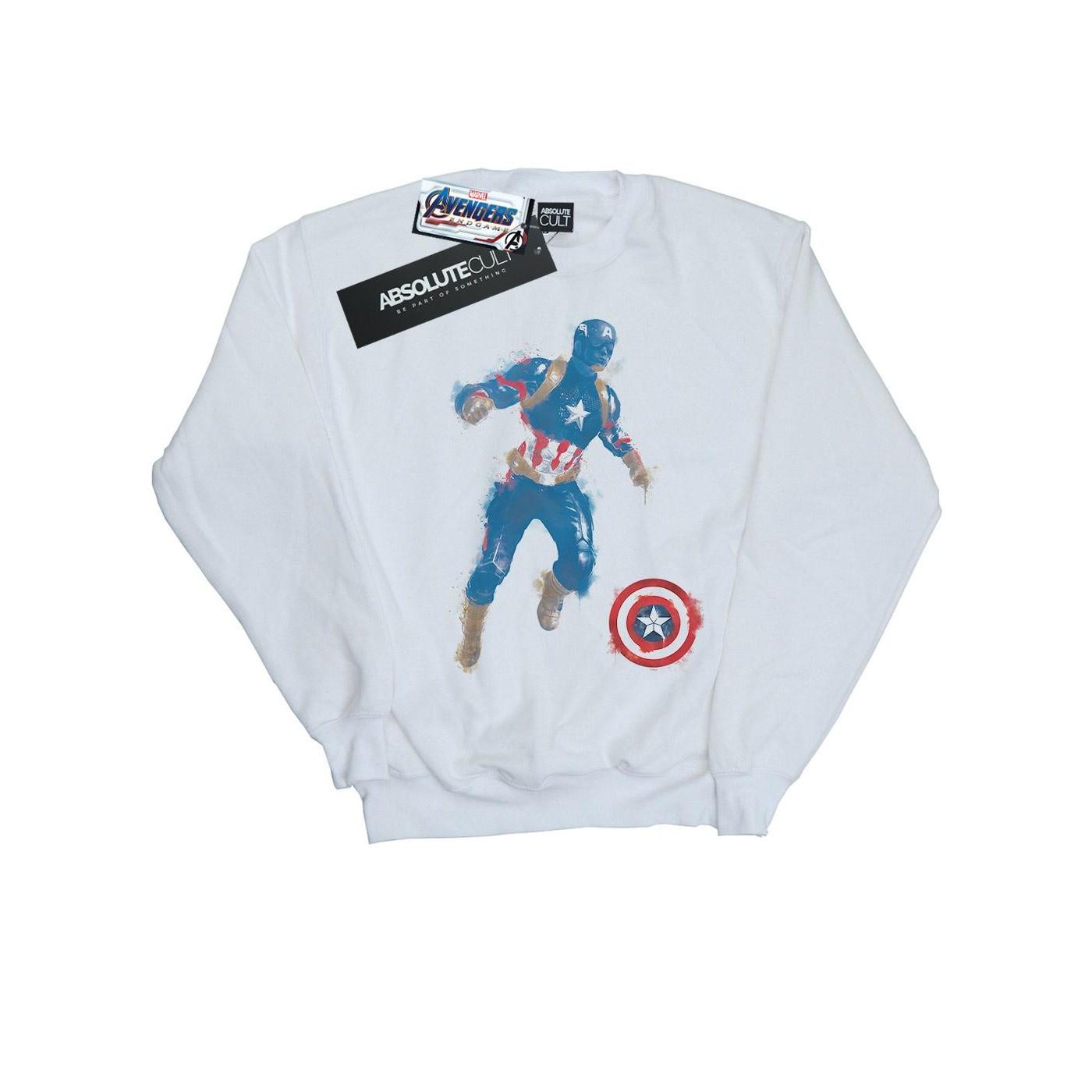 Image of Avengers Endgame Painted Captain America Sweatshirt Damen Weiss S