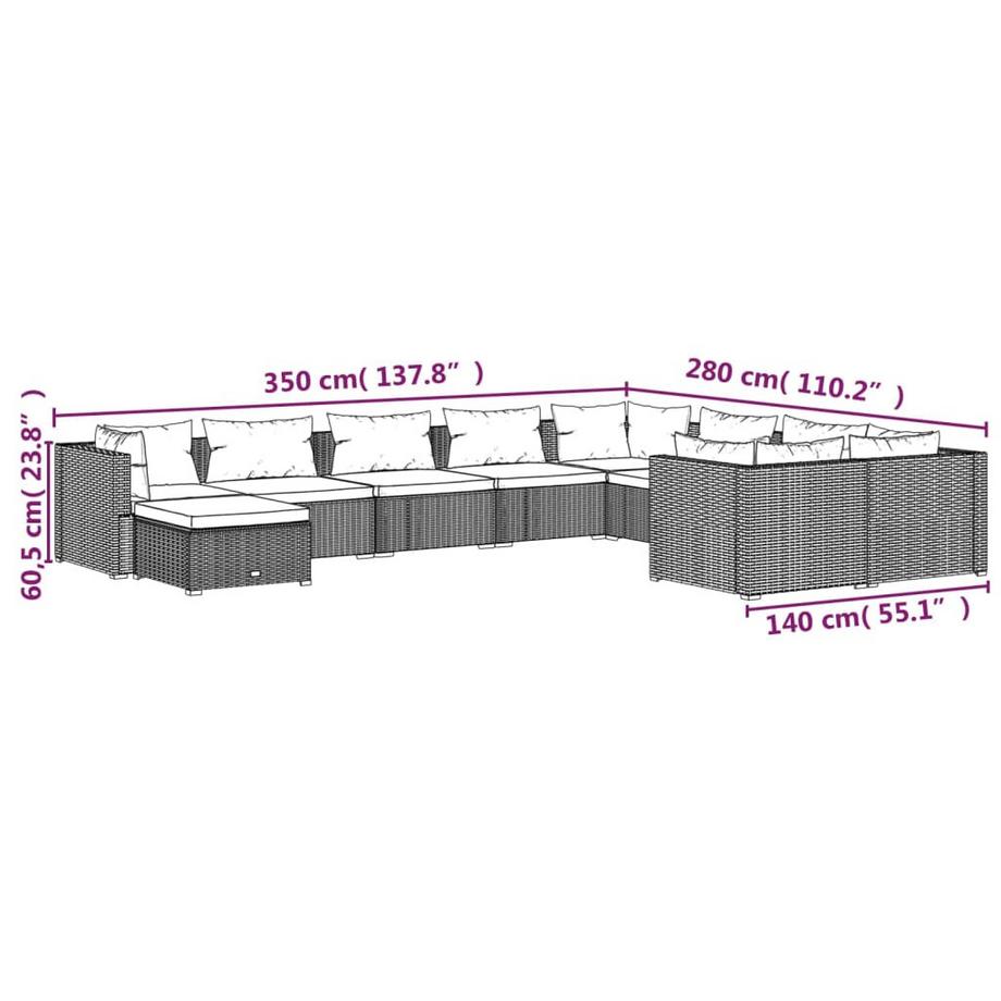 VidaXL Garten-lounge-set poly-rattan  