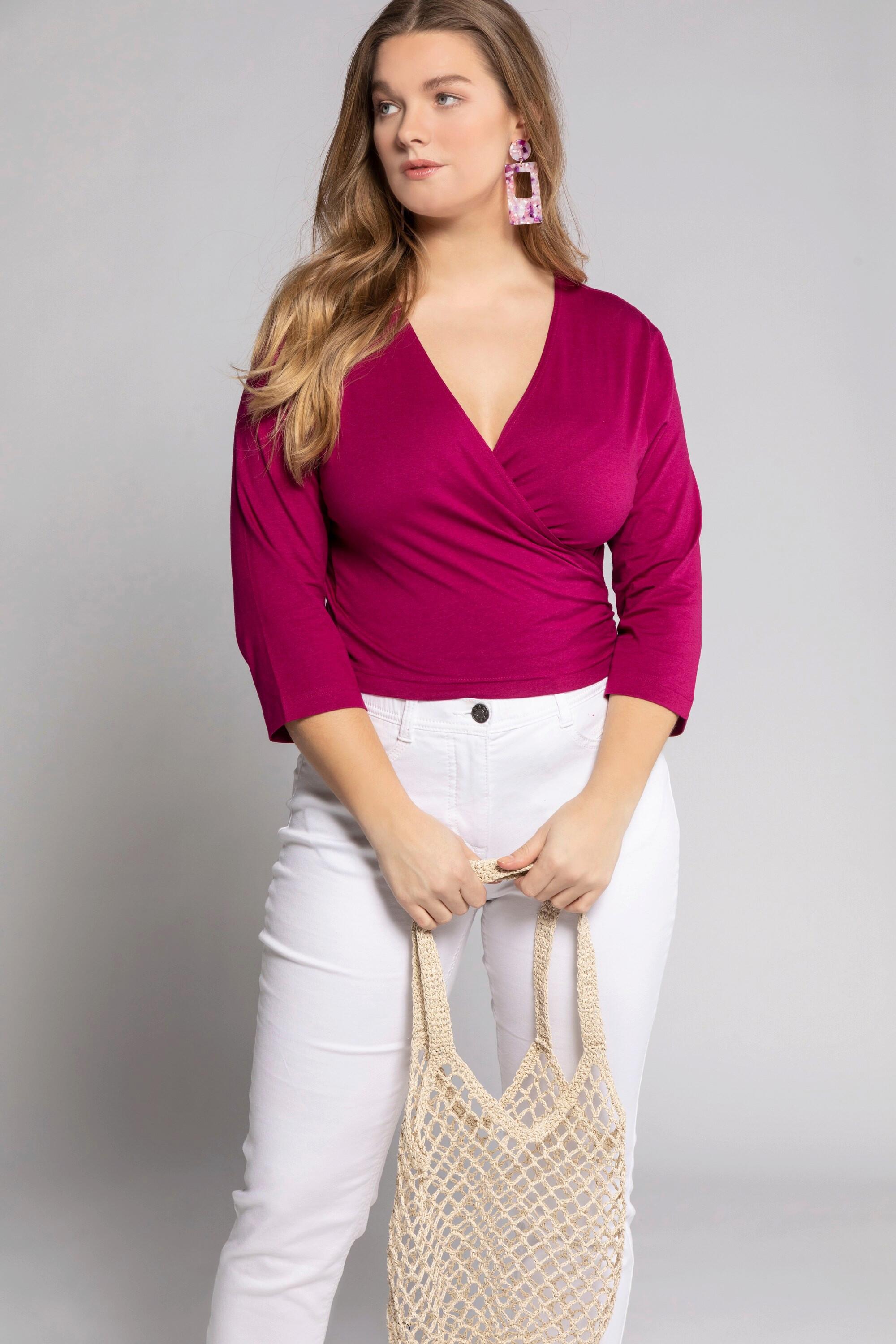 Ulla Popken Bolero in jersey giacca corta maniche 3/4 orlo da annodare  