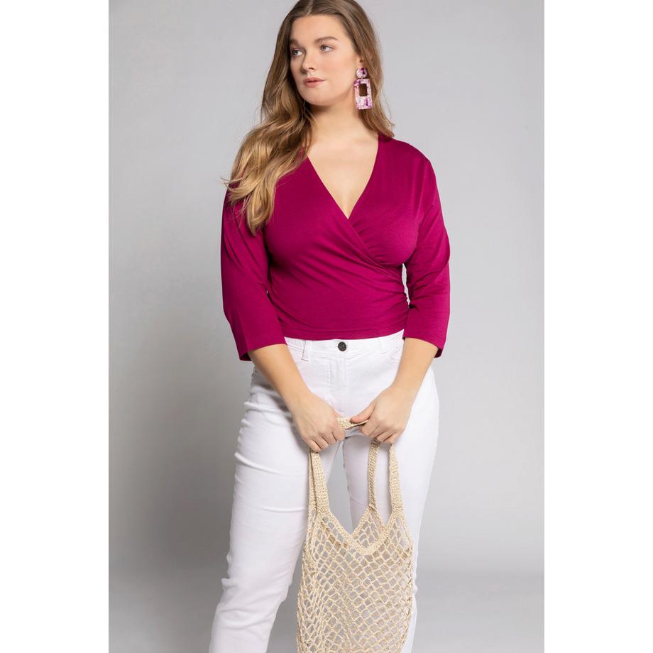 Ulla Popken Boléro en jersey veste courte manches 3/4 noué à la taille  