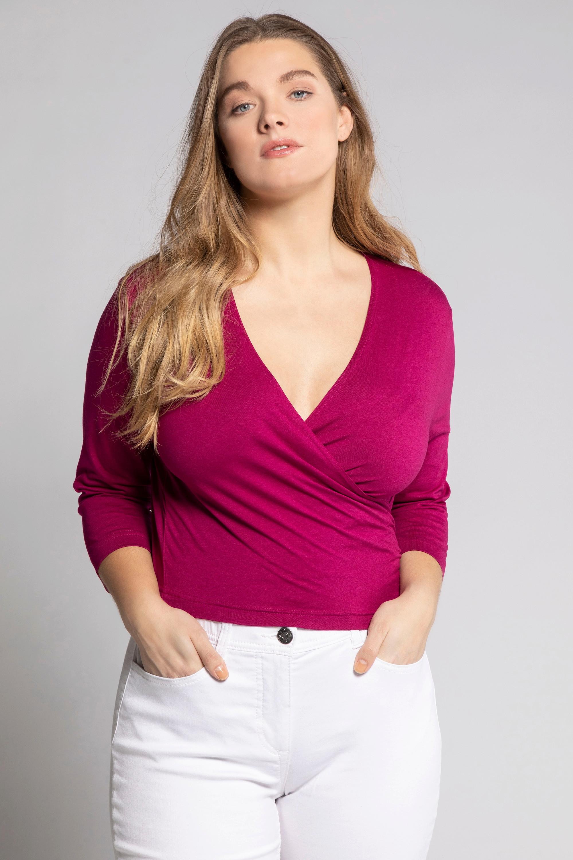 Ulla Popken Bolero in jersey giacca corta maniche 3/4 orlo da annodare  