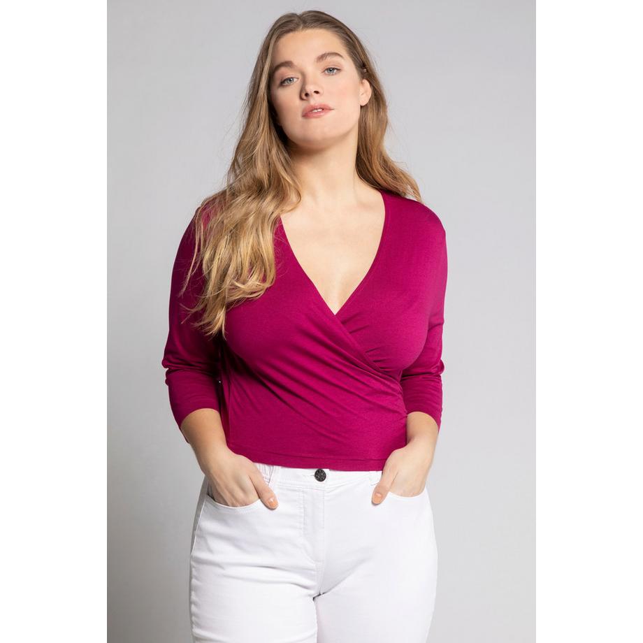 Ulla Popken Boléro en jersey veste courte manches 3/4 noué à la taille  