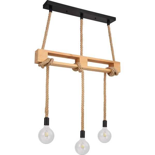 mutoni Lampe à suspension Ulleu métal noir 3xE27  