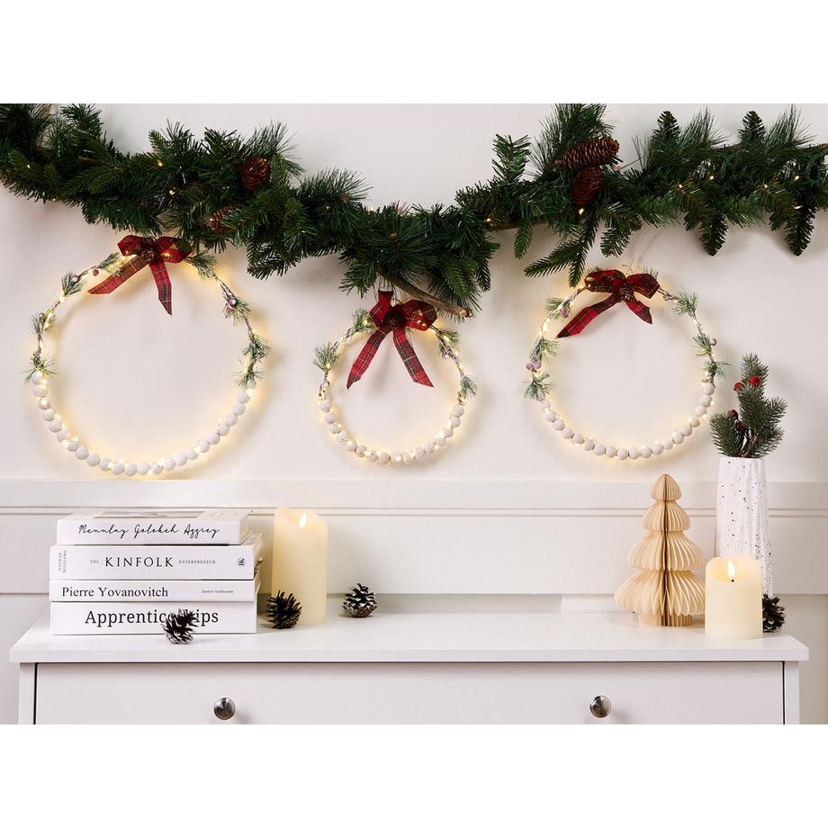 Beliani Lot de 3 décorations suspendues en Bois de sapin Traditionnel KEITELE  