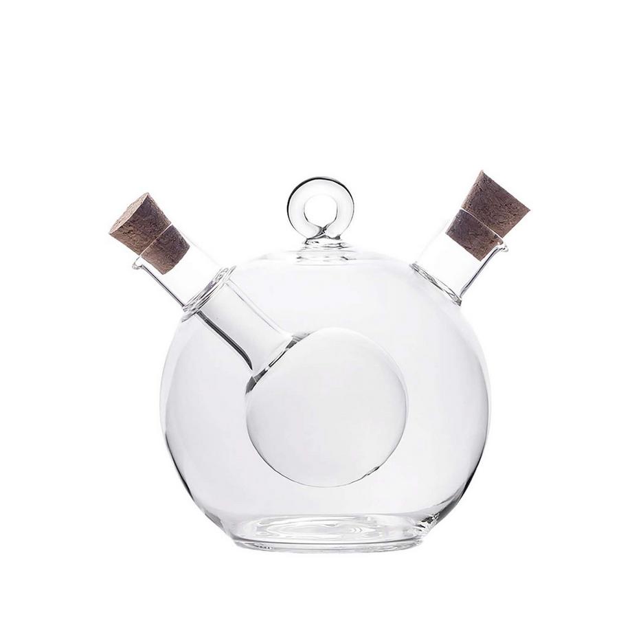 Intirilife 2-en-1 Distributeur de vinaigre et d'huile en verre avec deux ouvertures