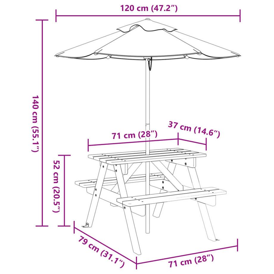 VidaXL Picknicktisch holz  