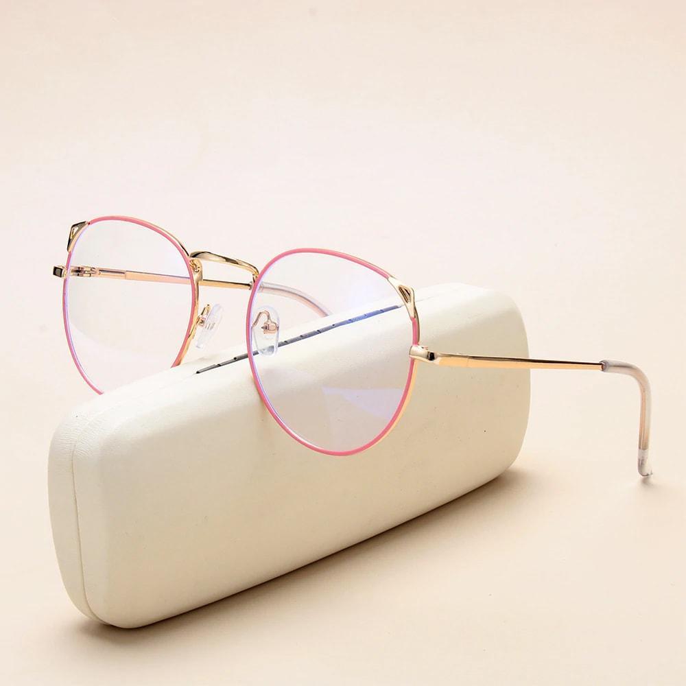 eStore  Lunettes Anti Lumière Bleue, Oreilles De Chat - Rose / Doré 