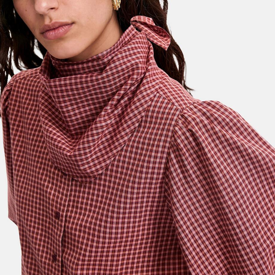 La Redoute Collections Chemise à carreaux col foulard manches longues  