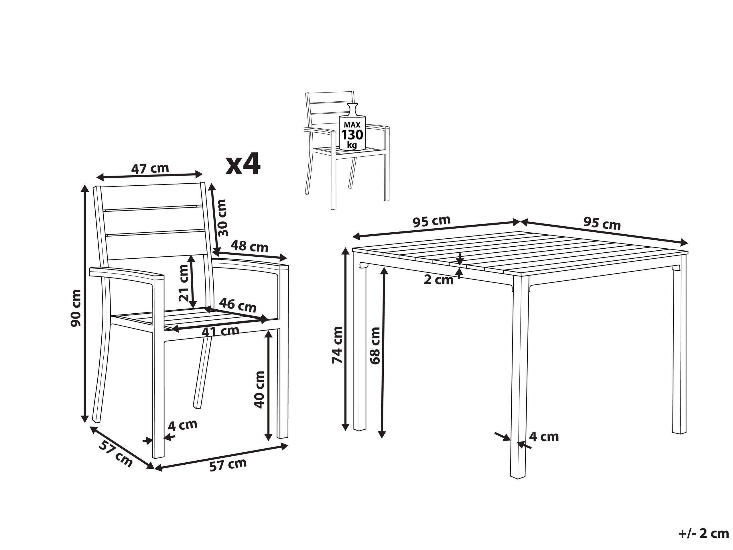 Beliani Set da pranzo da giardino en Legno plastico Moderno PRATO  