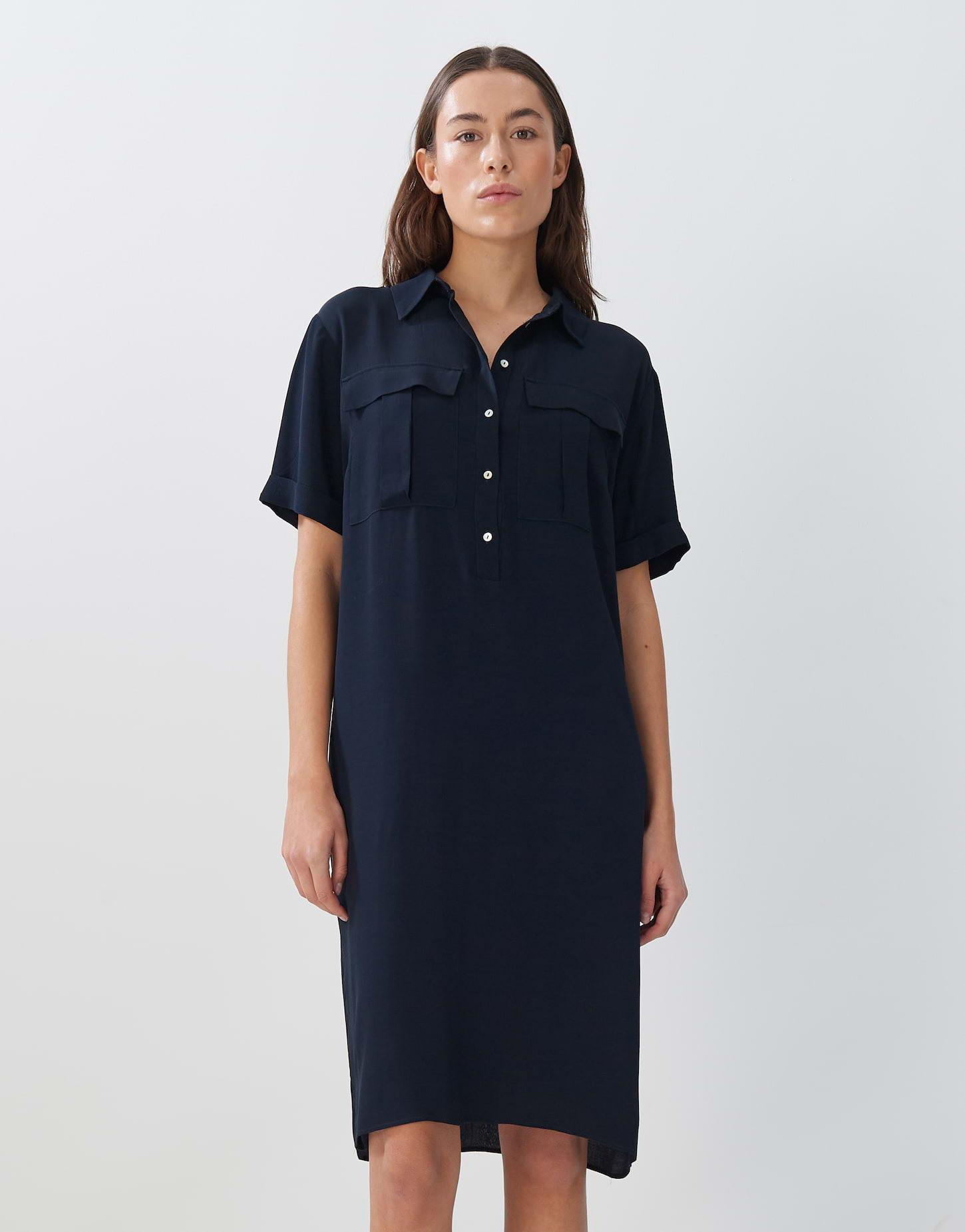 Image of Hemdblusenkleid Quinty Gerade Damen Blau 42