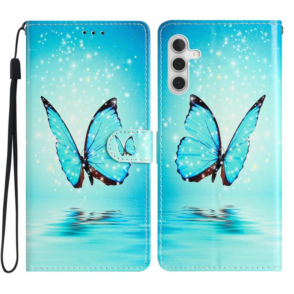 Cover-Discount  Galaxy S23 FE - Custodia in pelle custodia farfalla blu 