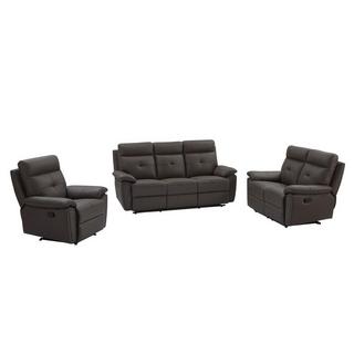 Vente-unique Relaxsofa Garnitur 3- + 2-Sitzer & Relaxsessel - Leder - Braun - VINETA  