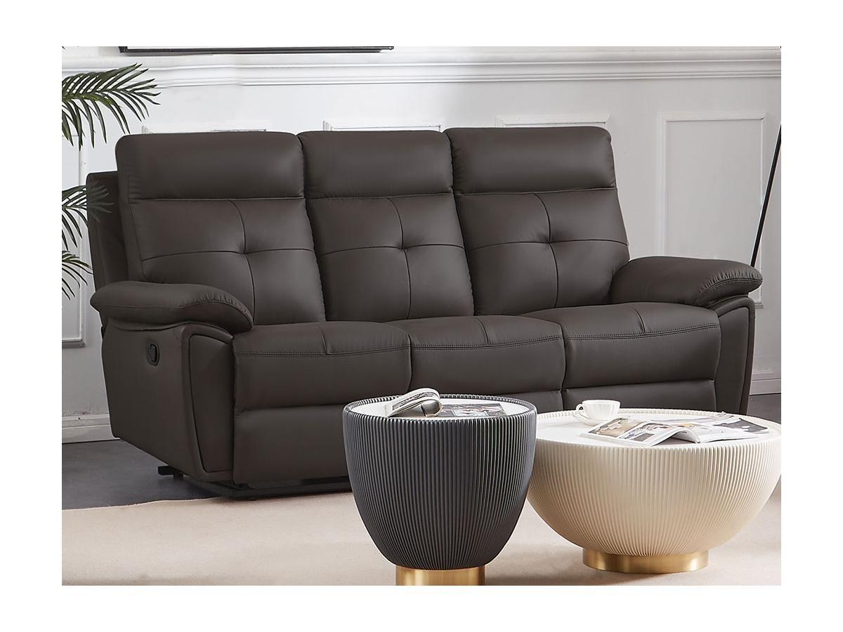 Vente-unique Relaxsofa Garnitur 3- + 2-Sitzer & Relaxsessel - Leder - Braun - VINETA  