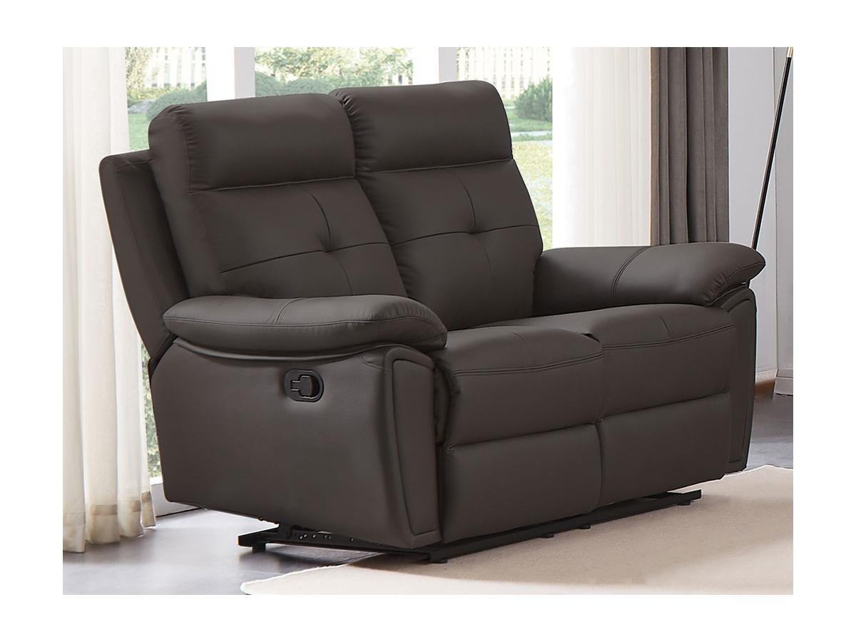 Vente-unique Relaxsofa Garnitur 3- + 2-Sitzer & Relaxsessel - Leder - Braun - VINETA  