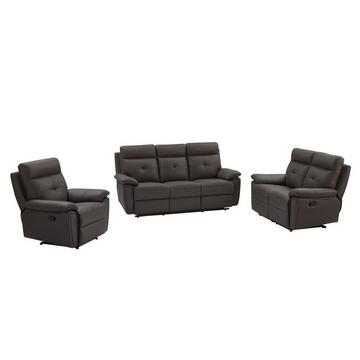 Relaxsofa Garnitur 3- + 2-Sitzer & Relaxsessel - Leder - Braun - VINETA