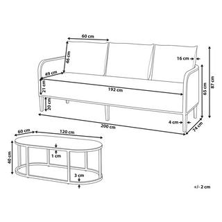 Beliani Canapé 3 places en Aluminium Boho MONTEFALCO  