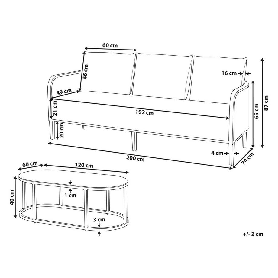 Beliani 3 Sitzer Sofa aus Aluminium  MONTEFALCO  