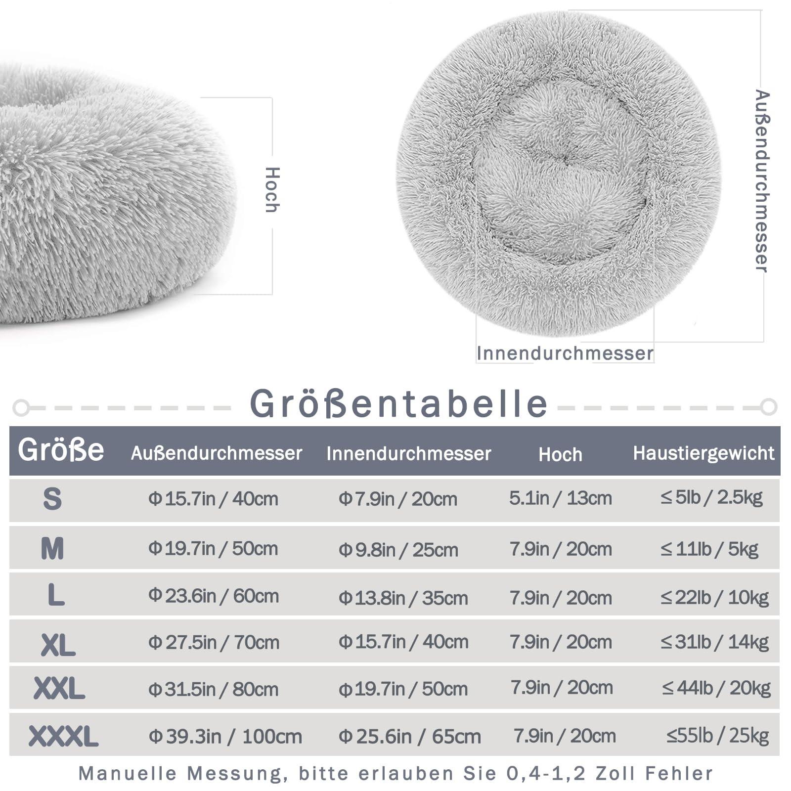 Alopini  Panier pour chien Coussin pour chien Rond en peluche - Donut 