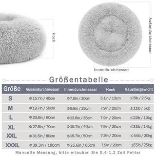 Alopini  Panier pour chien Coussin pour chien Rond en peluche - Donut 