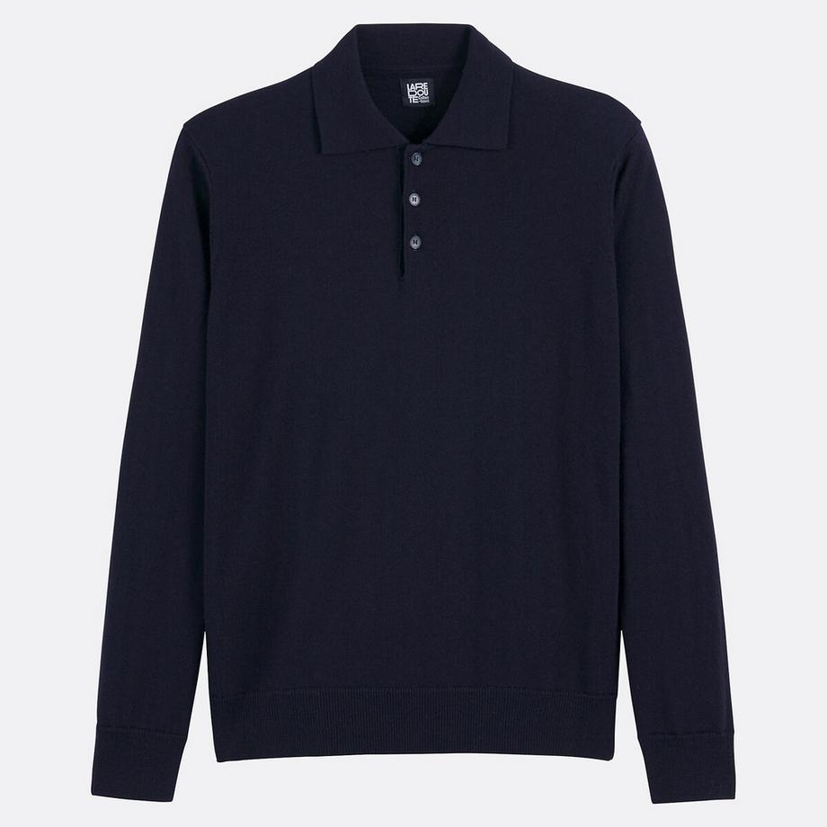 La Redoute Collections Pullover con collo polo in lana merino  