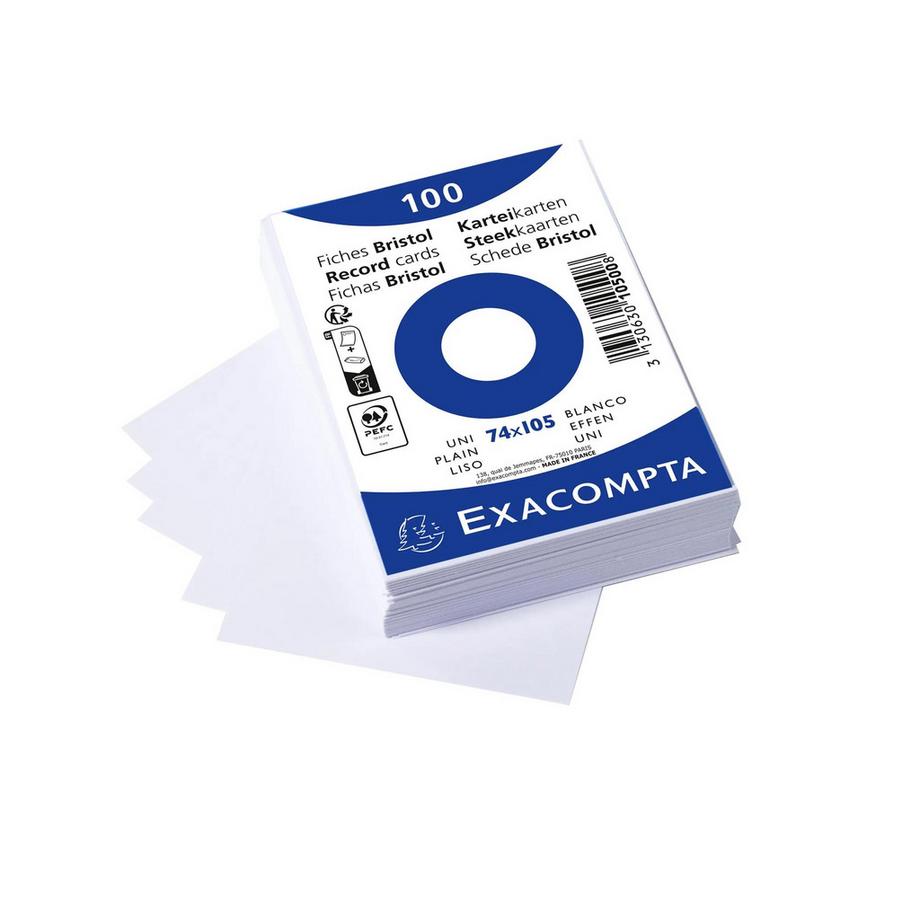 Exacompta Confezione 100 cartoncini bristol bianco a righe non perforati 74x105mm - x 40  