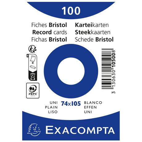 Exacompta Paquet 100 fiches sous film - bristol uni non perforé 74x105mm - x 40  