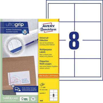 Universal-Etiketten 97 x 67.7 mm Papier Weiß 800 St. Permanent haftend Tintenstrahldrucker