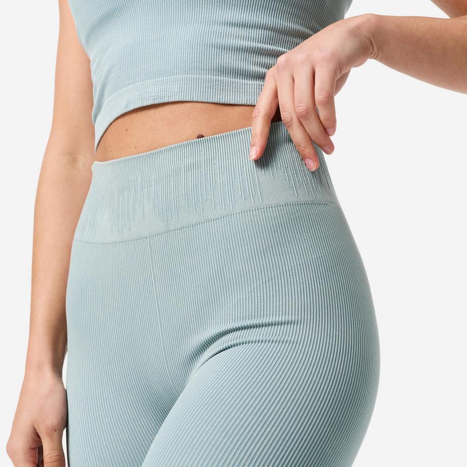 DOMYOS  Legging de yoga et pilates sans couture et extensible femme, bleu 