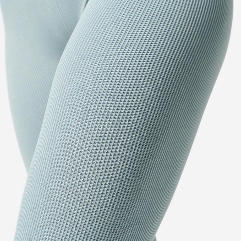 DOMYOS  Legging de yoga et pilates sans couture et extensible femme, bleu 