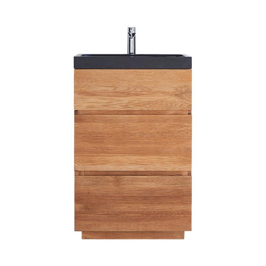 Mobile per il bagno in legno di quercia massello e pietra lavica 60 cm Karl