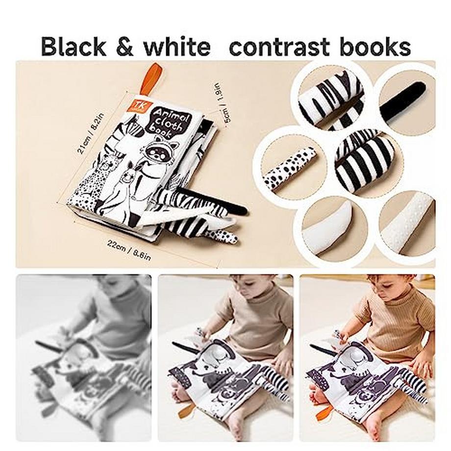 Activity-board  Baby Bücher Spielzeug mit Tier Schwänze, 3D Bilderbuch weichen Stoff Buch, Baby sensorische Aktivität hängen 