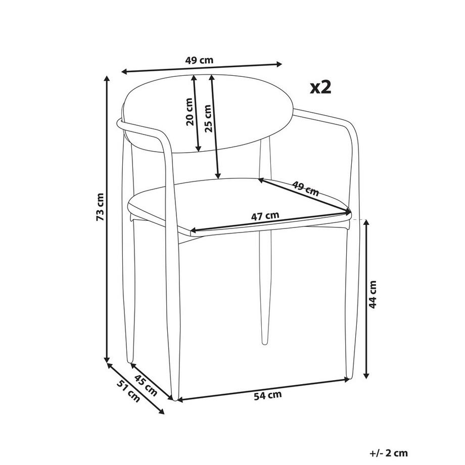 Beliani Set di 2 sedie da pranzo en Tessuto Retrò TANEVIK  