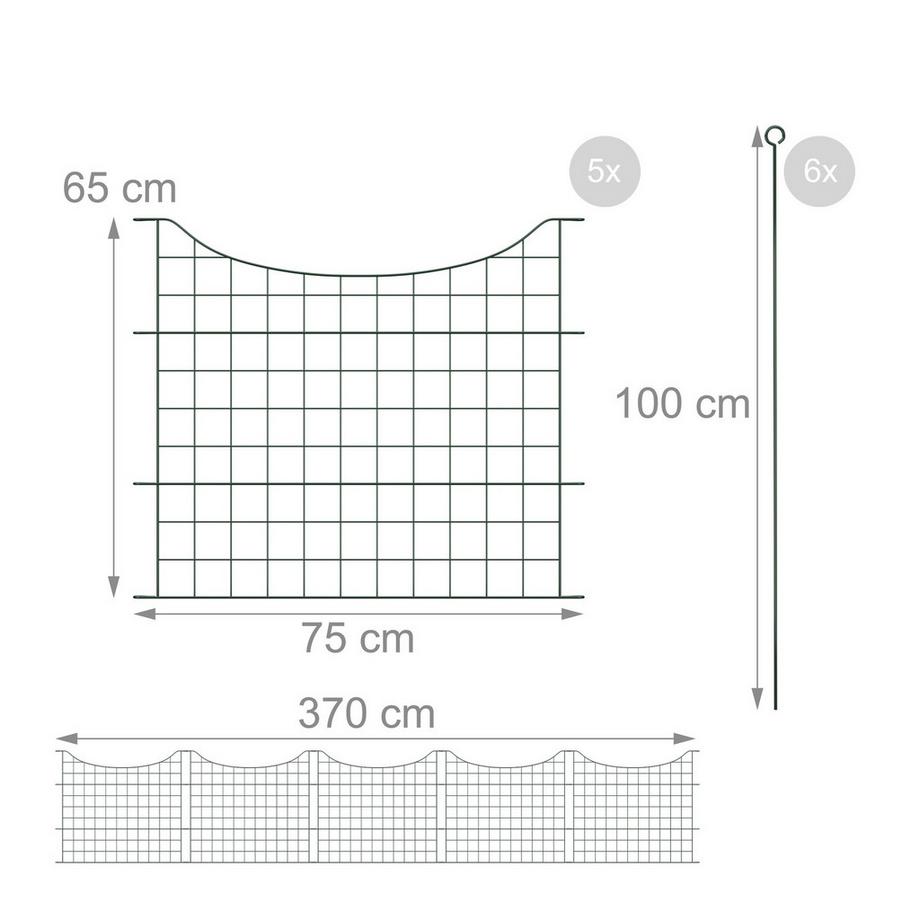 Northix  Teichzaun mit 5 Teilen und Unterbögen 