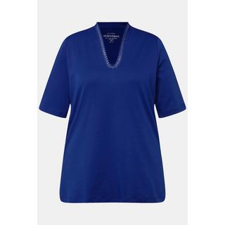 Ulla Popken  T-Shirt, Pima Cotton, A-Linie, Kelchkragen, Halbarm 