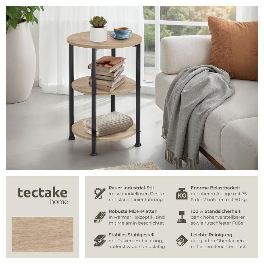 Tectake Table d'appoint COLCHESTER style industriel  