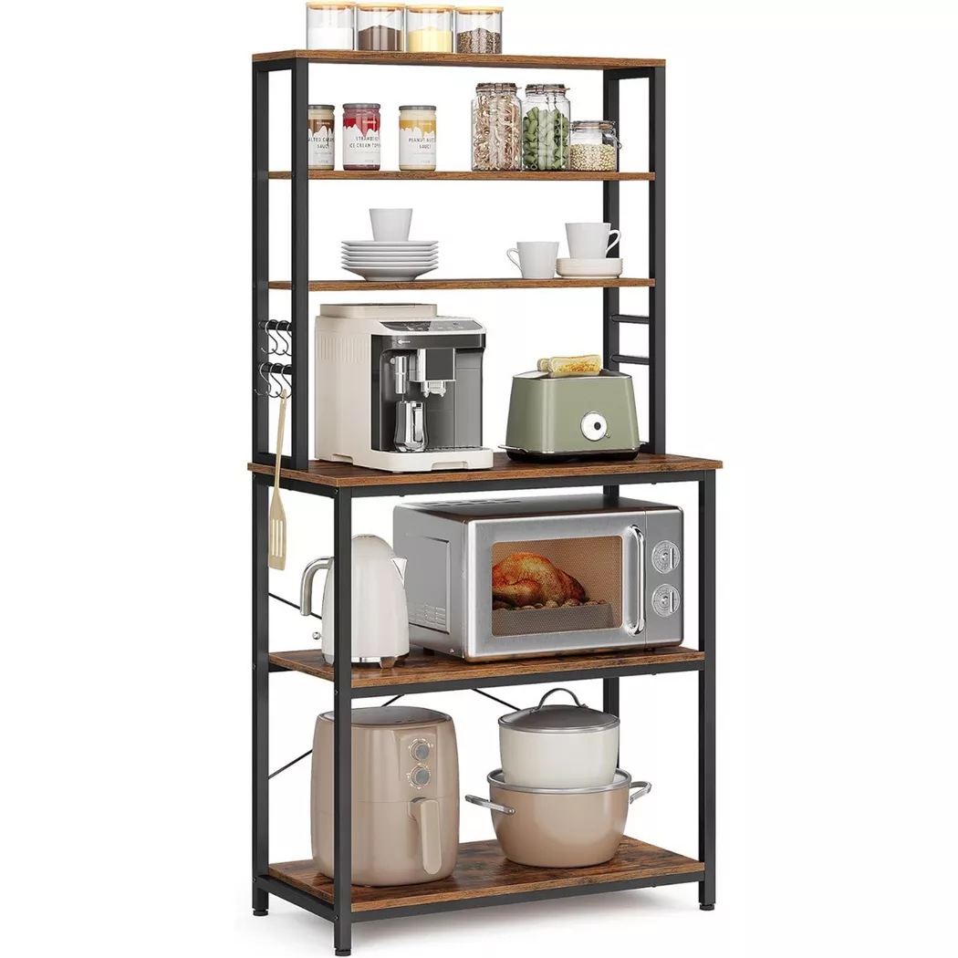 Songmics - Étagère de cuisine avec 6 tablettes, One Size, Brun